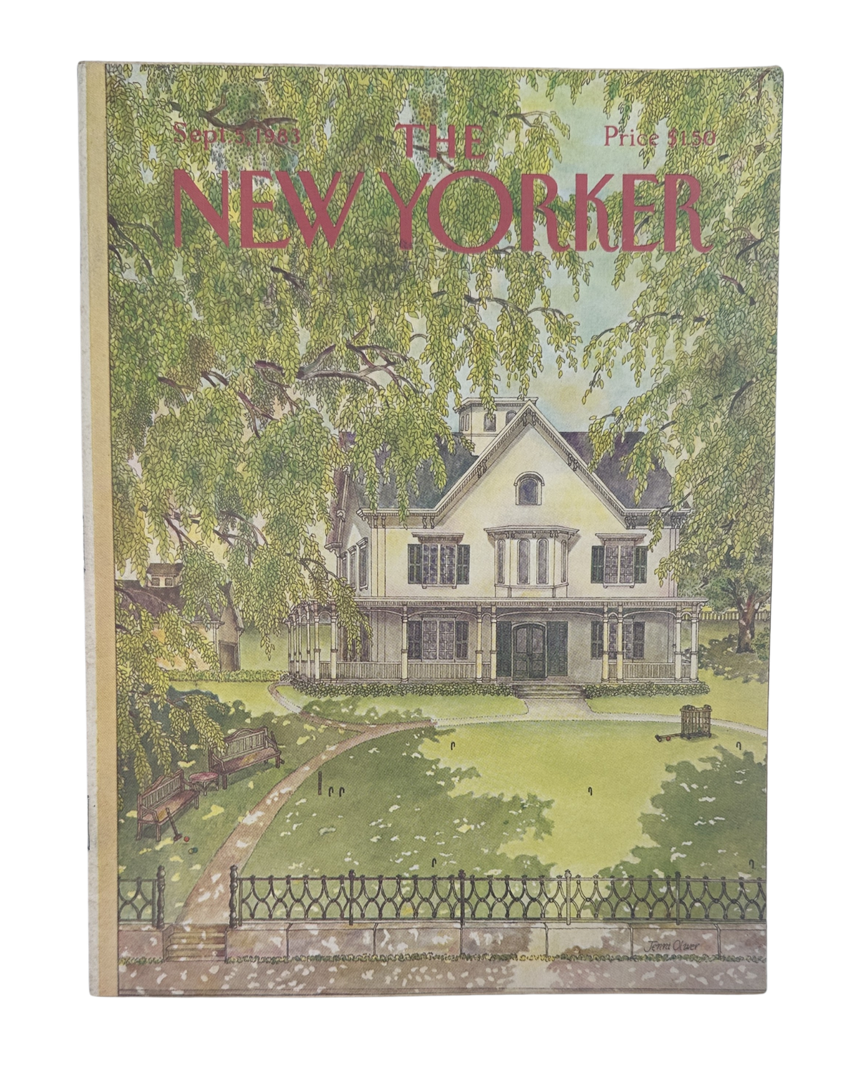 The New Yorker Magazine September 5, 1983 Victorian House Jenni Oliver Cover VG, featuring an illustrated Victorian house surrounded by trees and a front lawn.