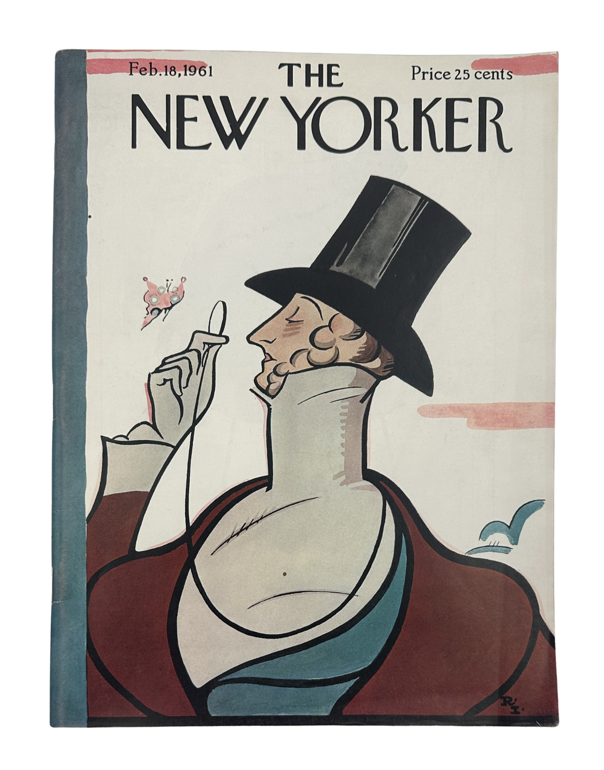 The New Yorker Magazine February 18, 1961 Top Hat Butterfly Rea Irvin Cover