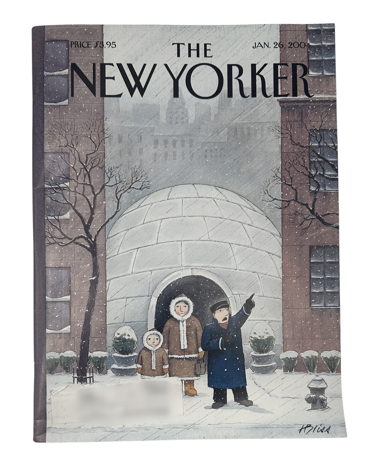 The New Yorker Magazine January 26, 2004 Snow Igloo Hotel Harry Bliss Cover VG, featuring a snowy igloo hotel illustration with bundled-up visitors on the cover.