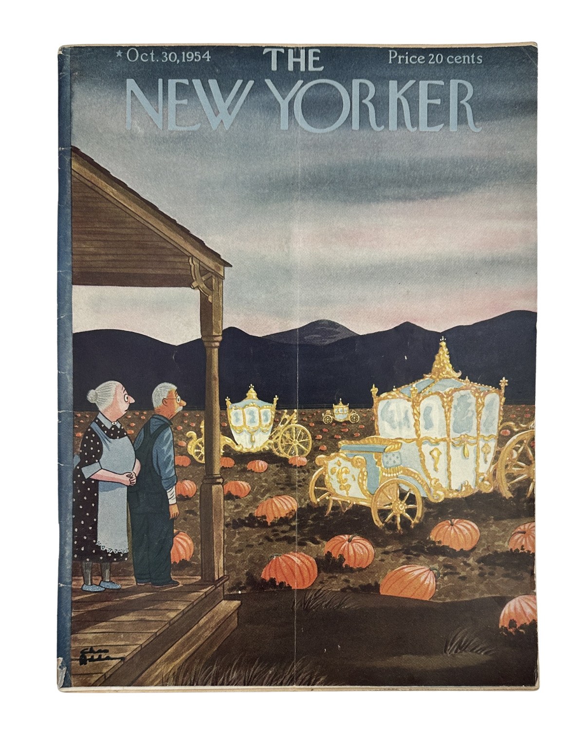 The New Yorker Magazine October 30, 1954 Cinderella Coach Pumpkin Charles Addams Cover