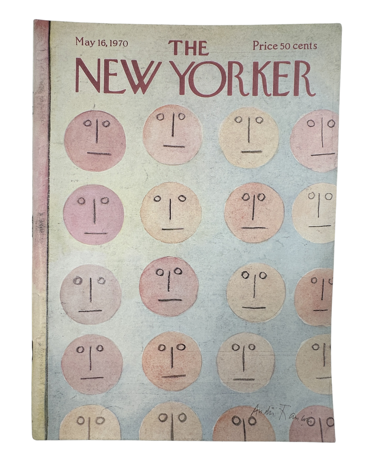 The New Yorker Magazine May 16, 1970 Abstract Faces André François Cover featuring rows of colorful minimalist faces and vintage New Yorker lettering