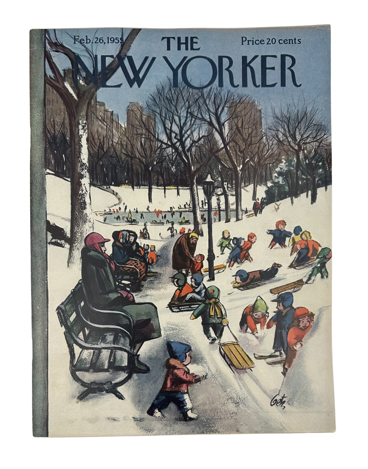 The New Yorker Magazine February 26, 1955 Central Park Snow Arthur Getz Cover