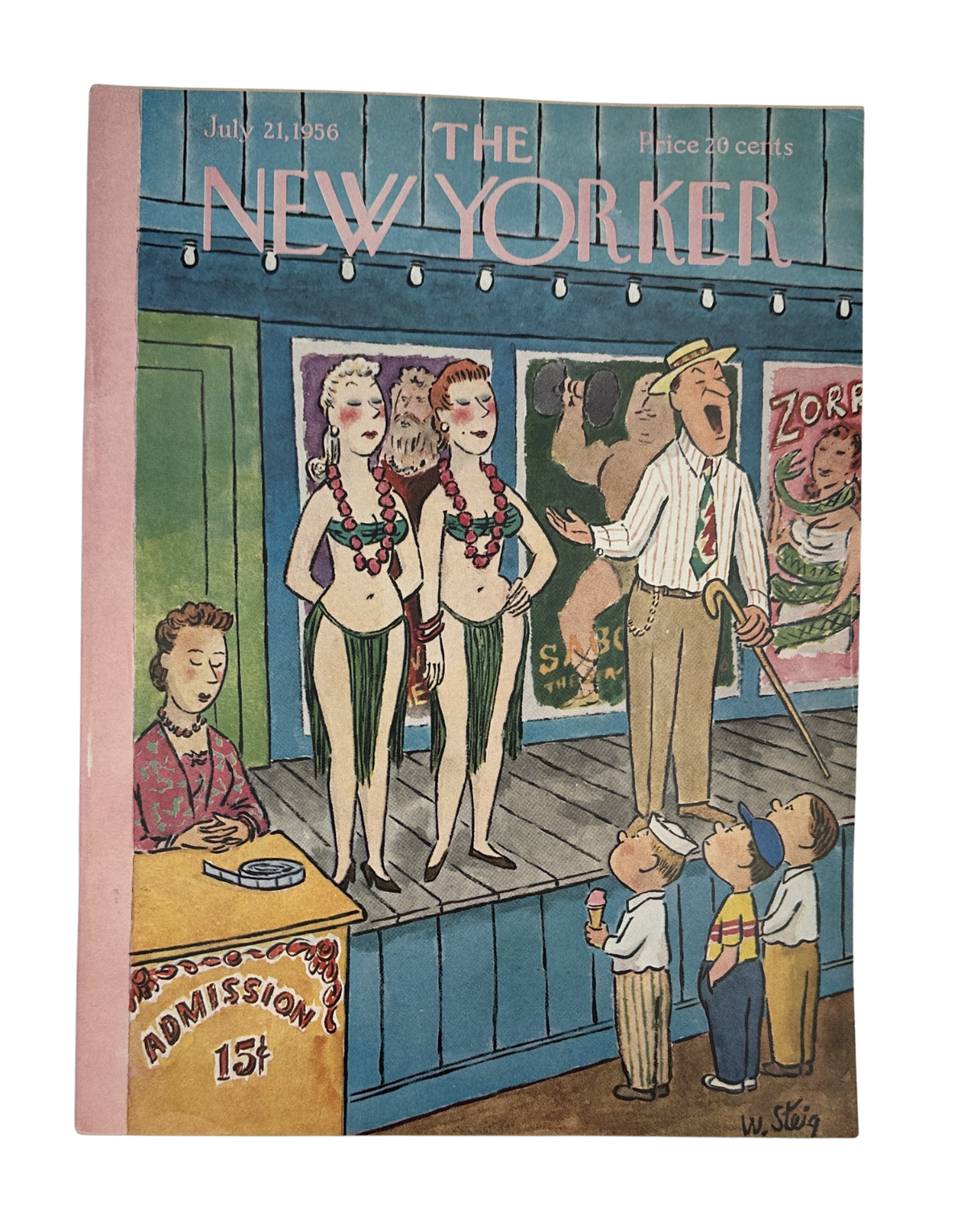 The New Yorker Magazine July 21, 1956 Carnival Sideshow William Steig Cover
