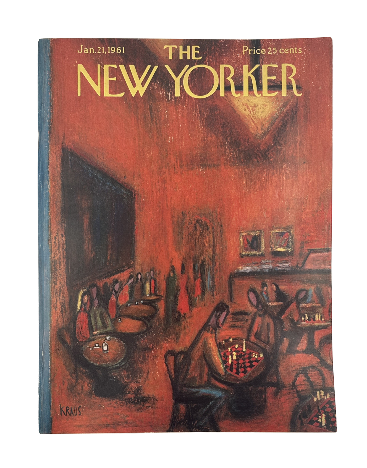 The New Yorker Magazine January 21, 1961 Cafe Chess Players Robert Kraus Cover VG