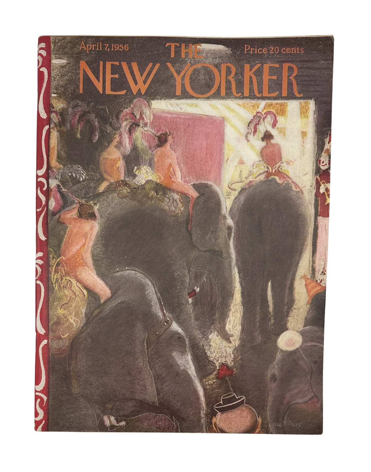 The New Yorker Magazine April 7, 1956 Circus Elephants Garrett Price Cover VG