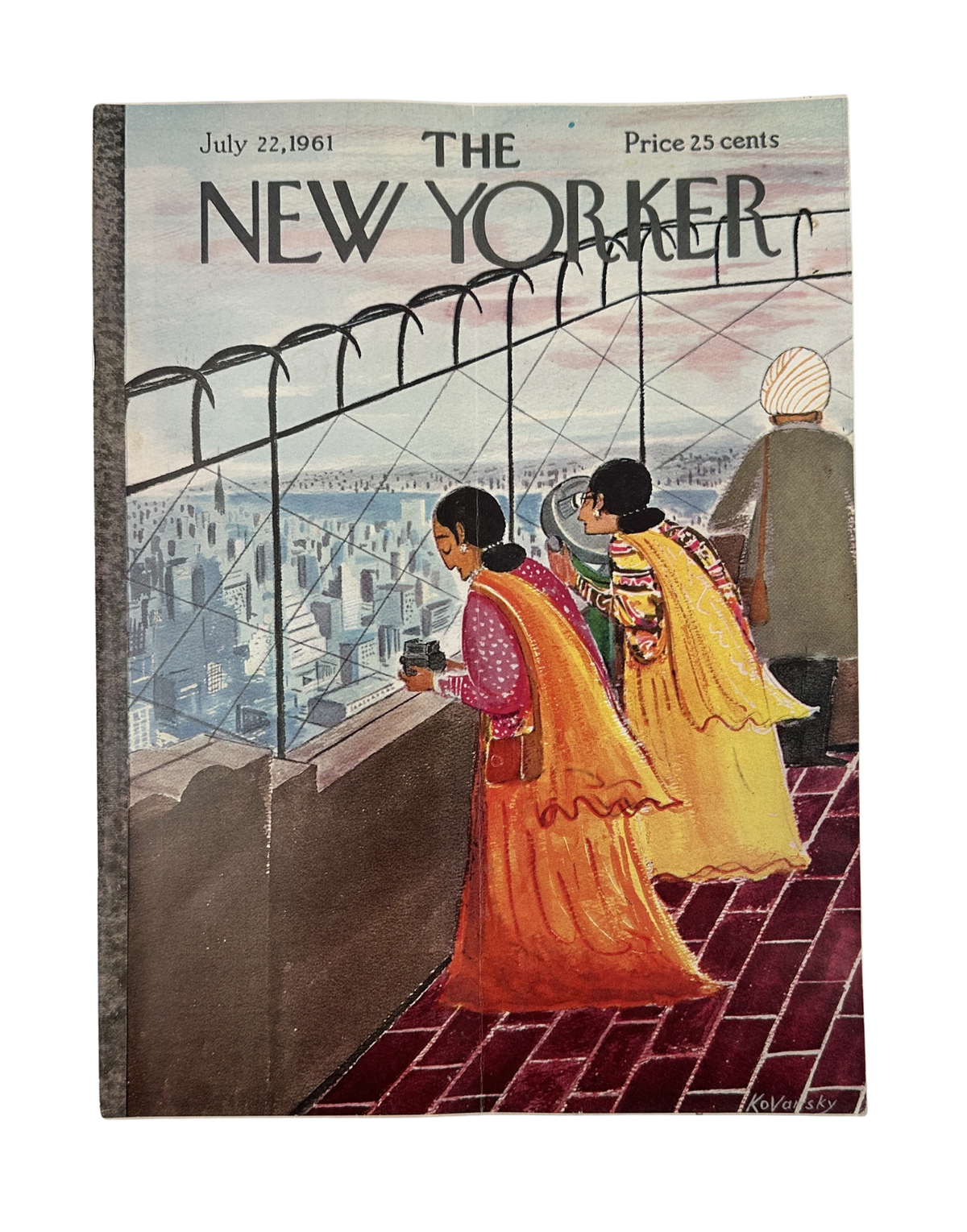 The New Yorker Magazine July 22, 1961 NYC Observation Deck Tourists Anatol Kovarsky front cover featuring tourists viewing New York City from an observation deck