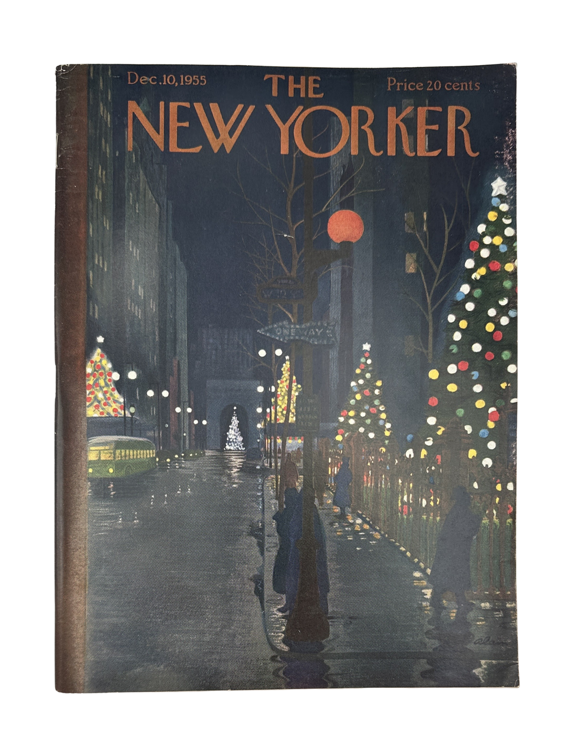 The New Yorker Magazine December 10, 1955 Christmas Trees NYC Daniel Brustlein Cover VG