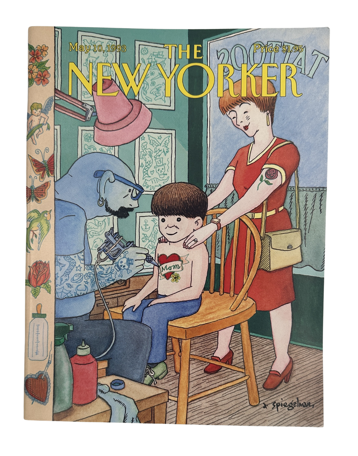 The New Yorker Magazine May 10, 1993 Tattoo Parlor Mom Art Spiegelman Cover VG, front cover illustration showing a mother and child at a tattoo parlor.