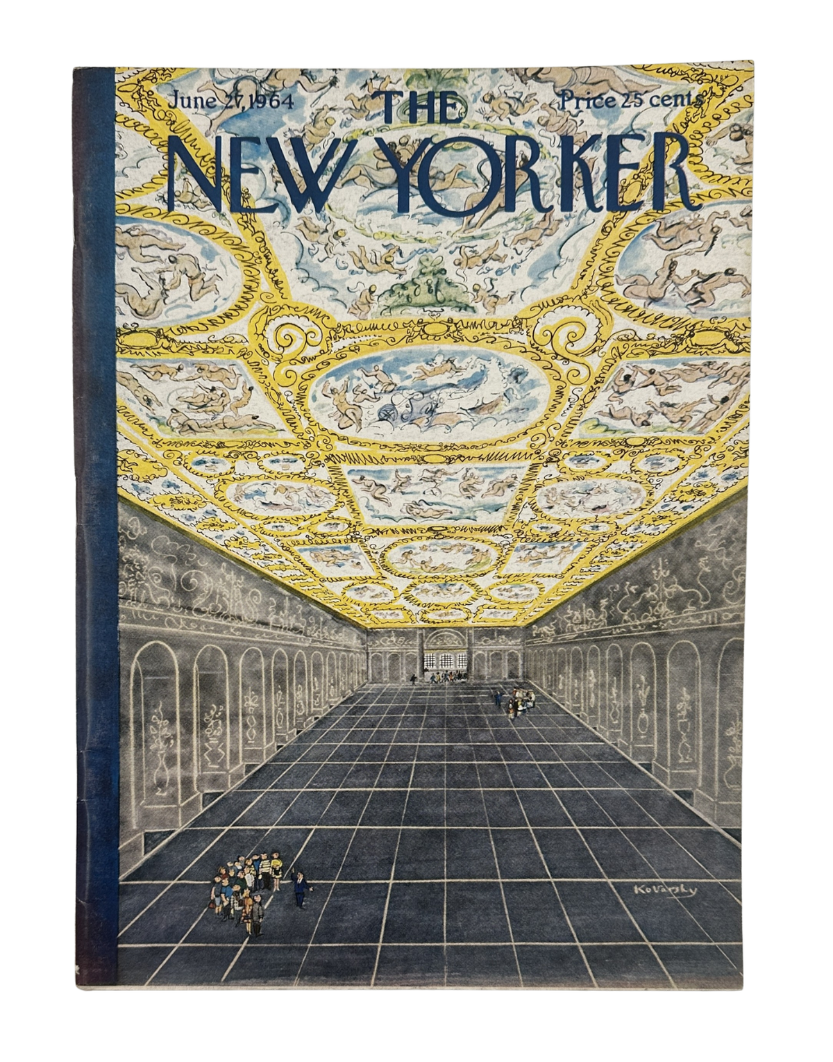 The New Yorker Magazine June 27, 1964 Museum Ceiling Art Anatol Kovarsky Cover VG, featuring the illustrated museum ceiling cover design.