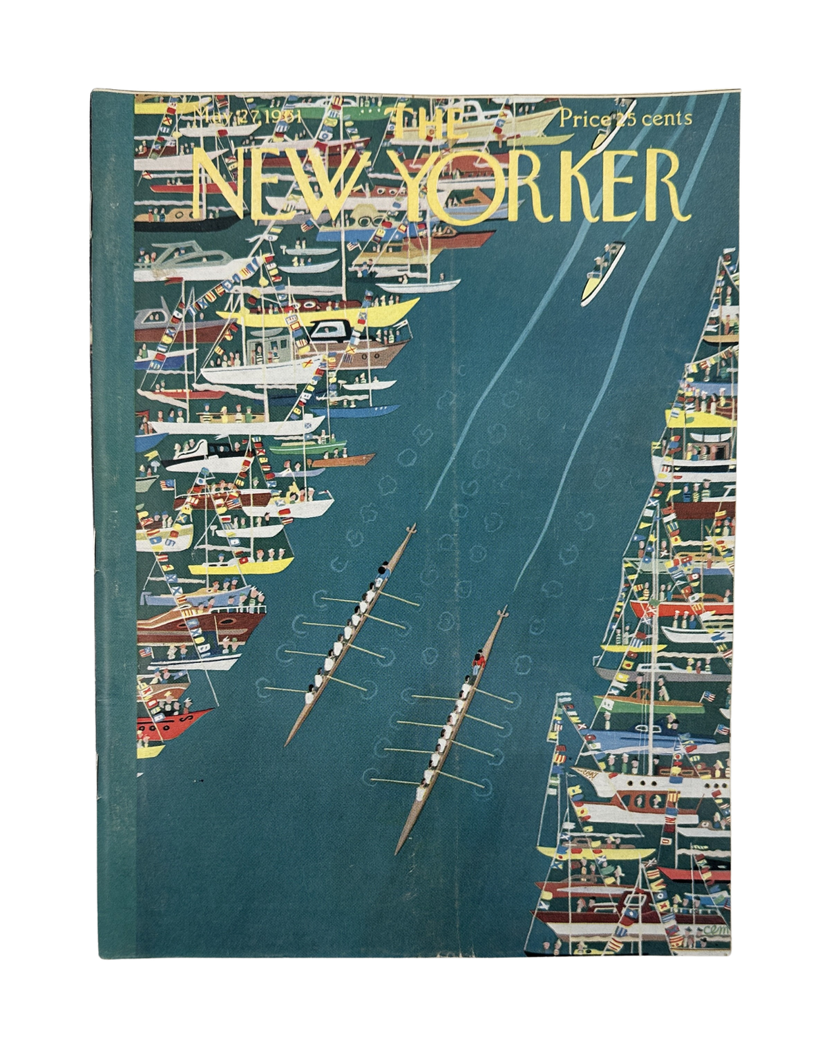 The New Yorker Magazine May 27, 1961 Regatta Boats Charles Martin Cover, featuring an illustrated aerial view of sailboats racing on blue water.