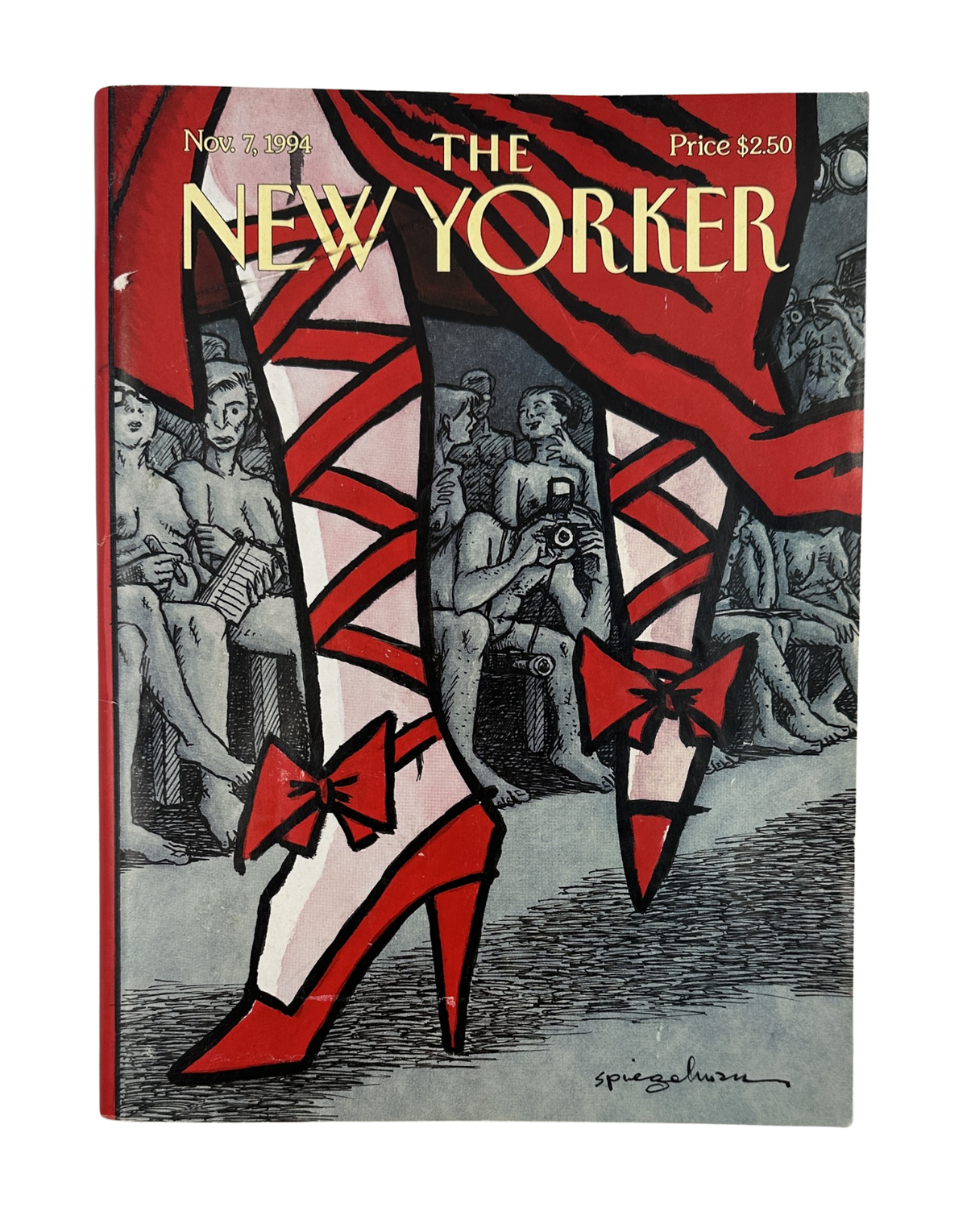 The New Yorker Magazine November 7, 1994 Red High Heels Fashion Art Spiegelman Cover featuring illustrated red high-heeled shoes and fashion figures.