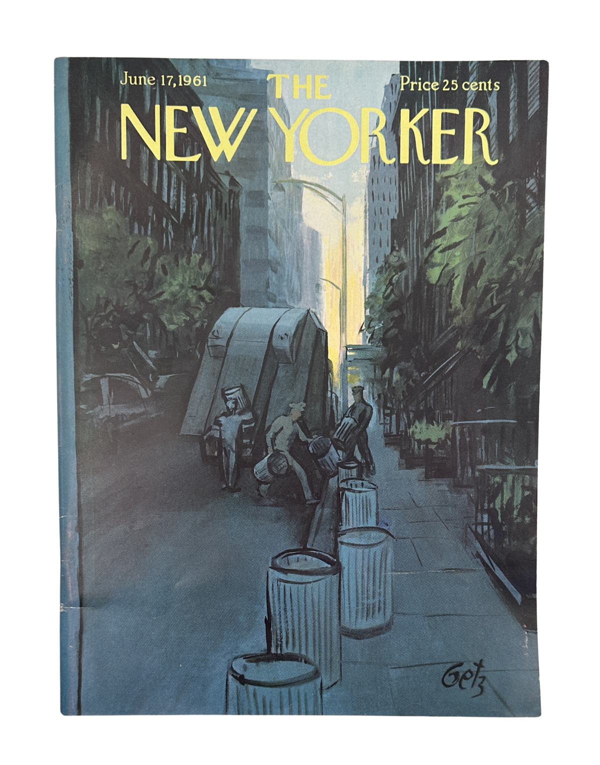 The New Yorker Magazine June 17, 1961 Moving Truck City Street Arthur Getz Cover VG, vintage illustrated cover showing movers carrying furniture through a city street.