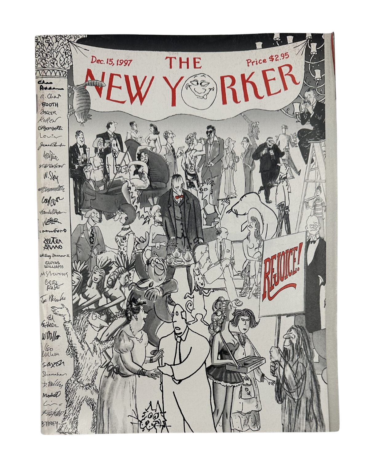 The New Yorker Magazine December 15, 1997 Cartoon Party Celebration Robert Mankoff Cover featuring the illustrated cover collage "The Gang's All Here"