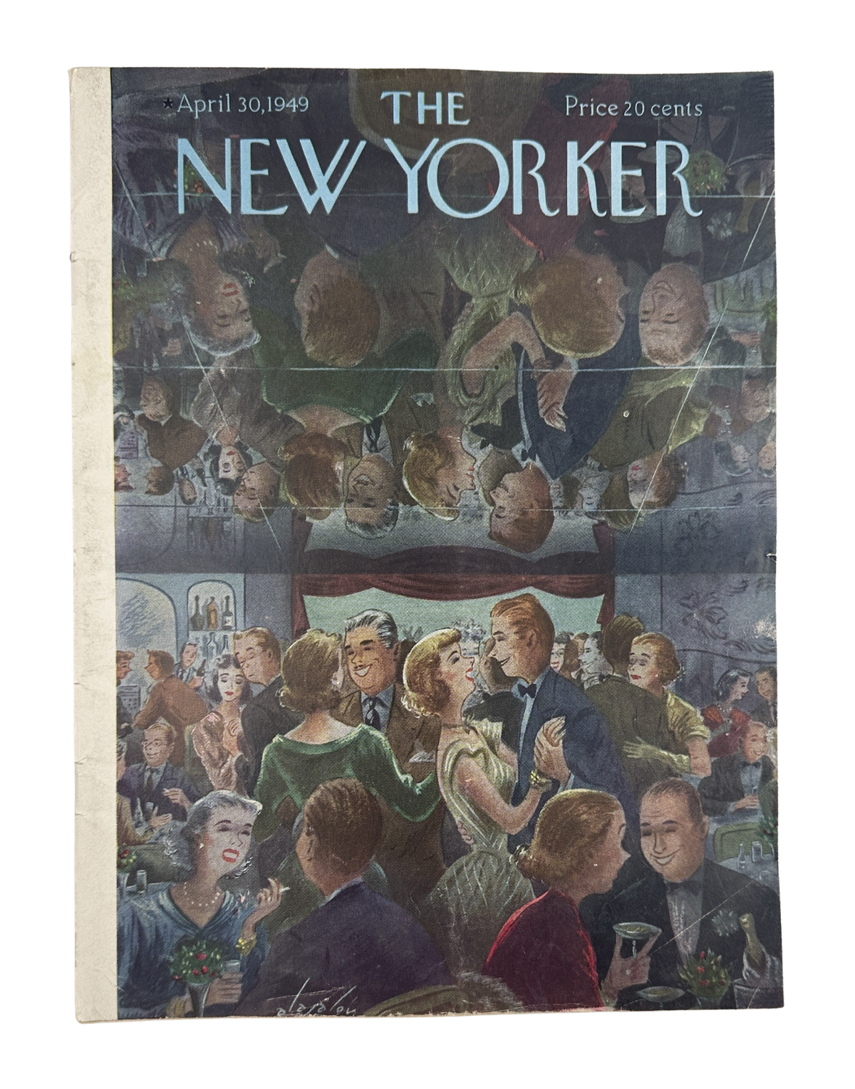 The New Yorker Magazine April 30, 1949 Nightclub Constantin Aladjalov Cover, featuring an illustrated nightclub scene with guests dancing and socializing.