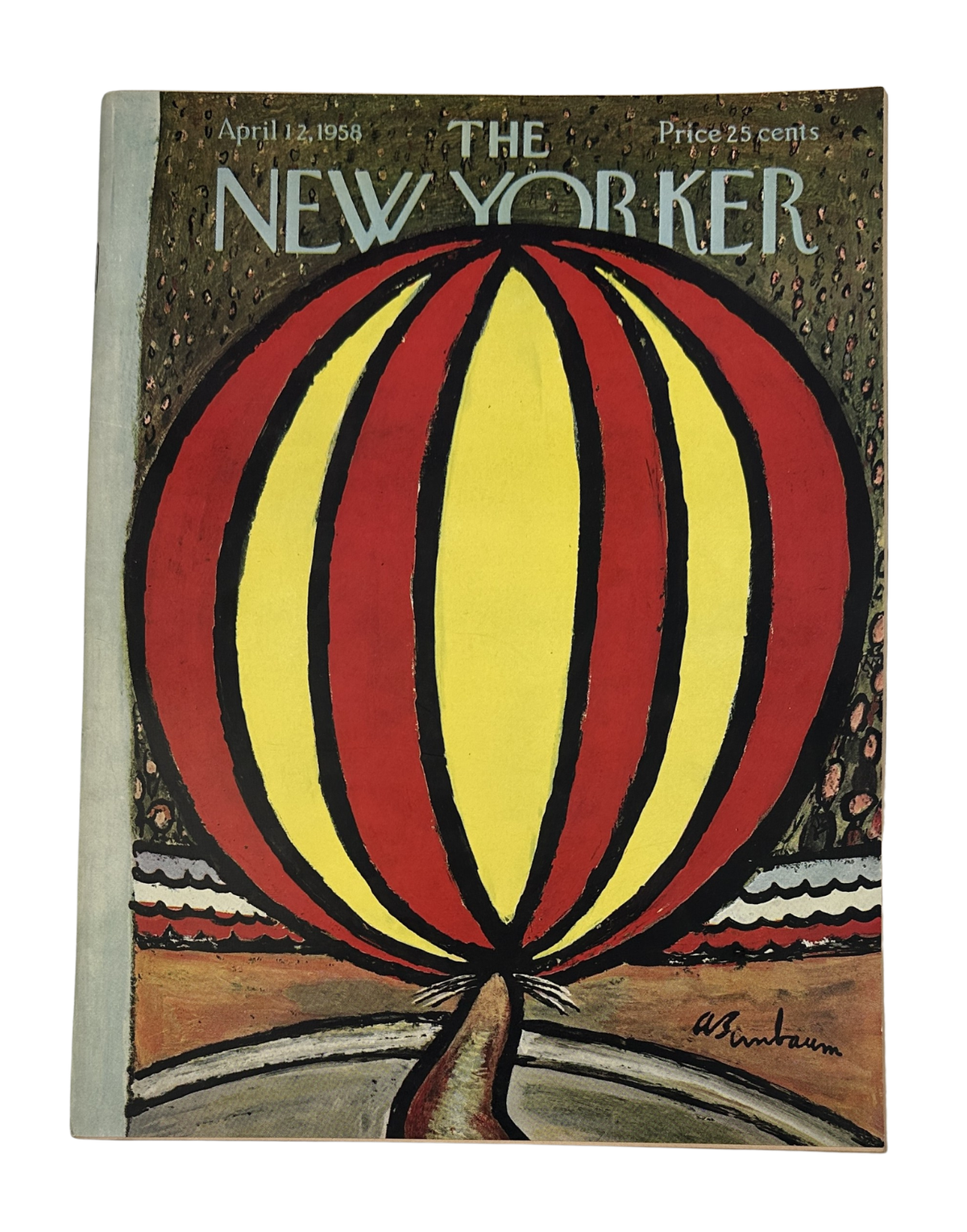 The New Yorker Magazine April 12, 1958 Hot Air Balloon Abe Birnbaum Cover VG