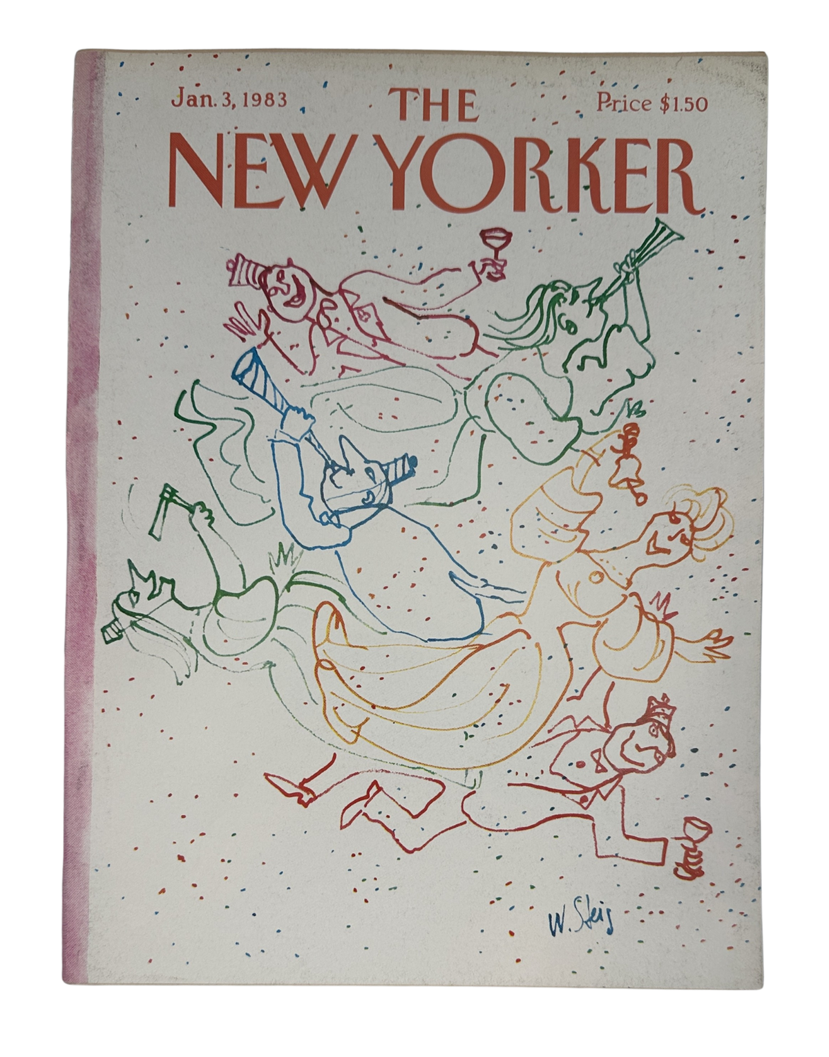 The New Yorker Magazine January 3, 1983 New Year Party Dance William Steig Cover, featuring colorful dancing partygoers illustration on the front cover.