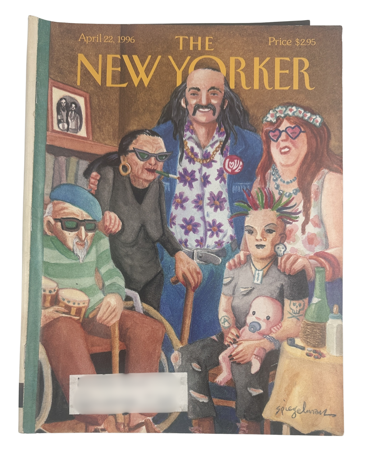 The New Yorker Magazine April 22, 1996 Family Portrait Art Spiegelman Cover featuring an illustrated family portrait on the vintage magazine front cover