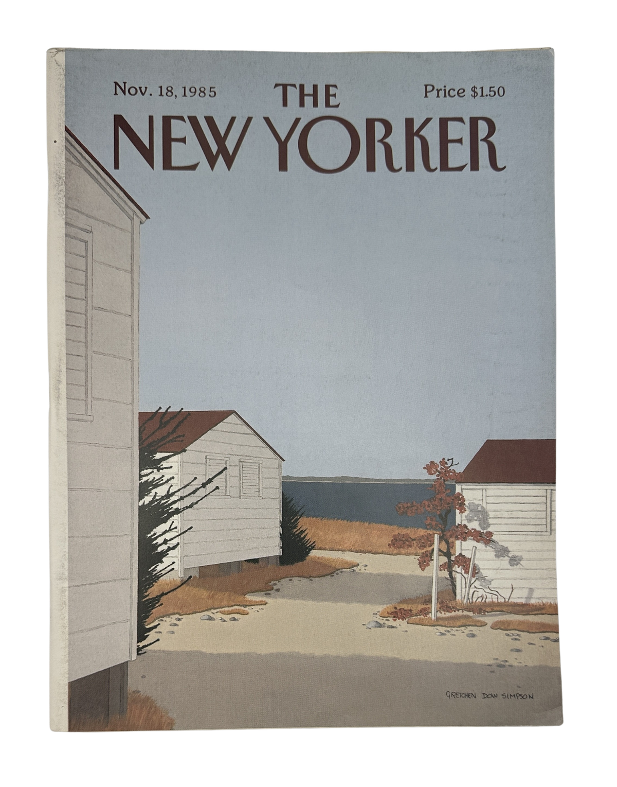 The New Yorker Magazine November 18, 1985 Coastal Cottages Gretchen Dow Simpson Cover featuring a seaside cottage illustration.