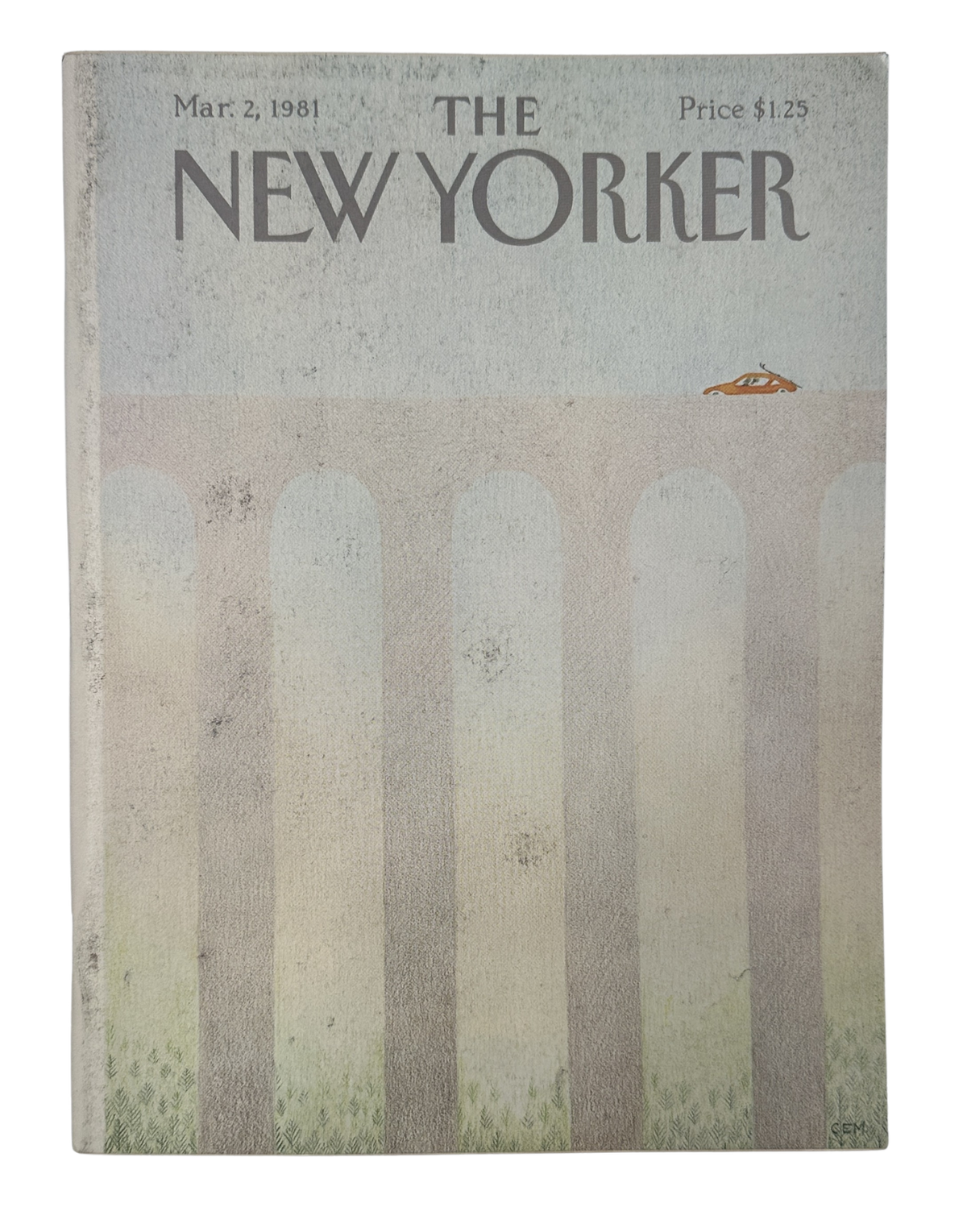 The New Yorker Magazine March 2, 1981 Arched Bridge Charles E. Martin Cover VG, front cover featuring an arched bridge illustration and $1.25 price