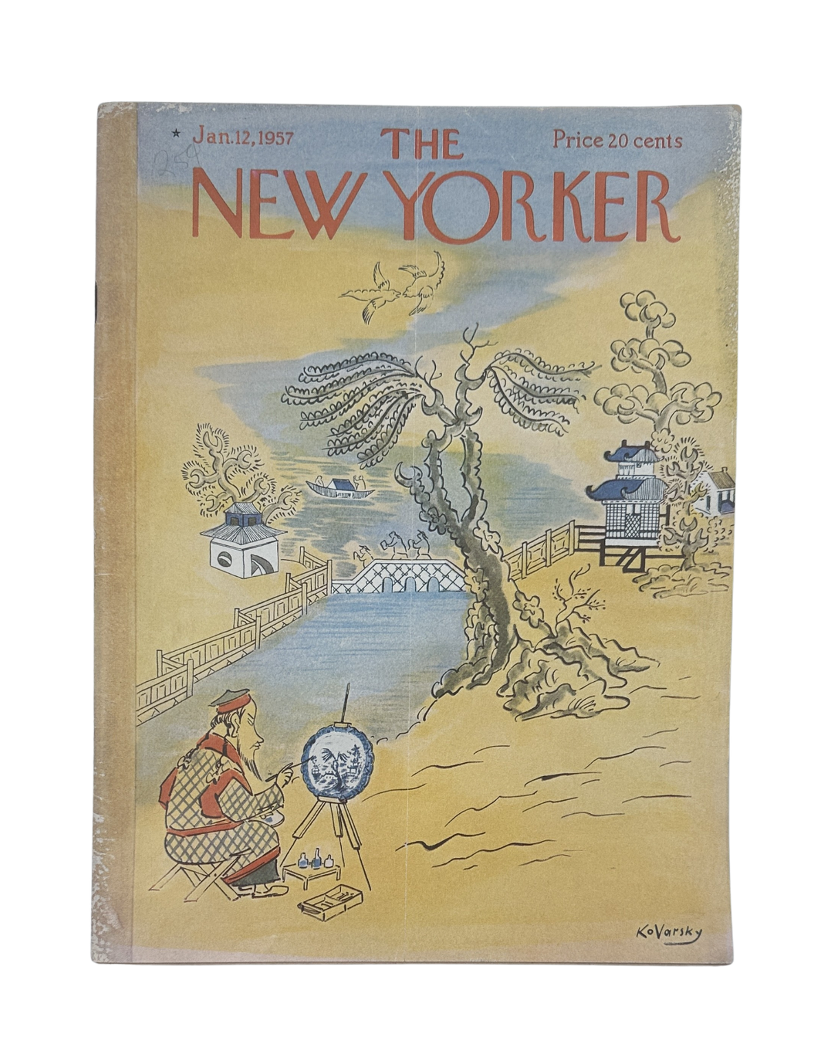 The New Yorker Magazine January 12, 1957 Chinese Landscape Anatol Kovarsky Cover