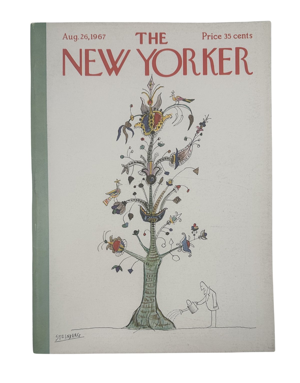 The New Yorker Magazine August 26, 1967 Whimsical Tree Art Saul Steinberg Cover VG, featuring the illustrated magazine cover with a whimsical tree and seated figure.