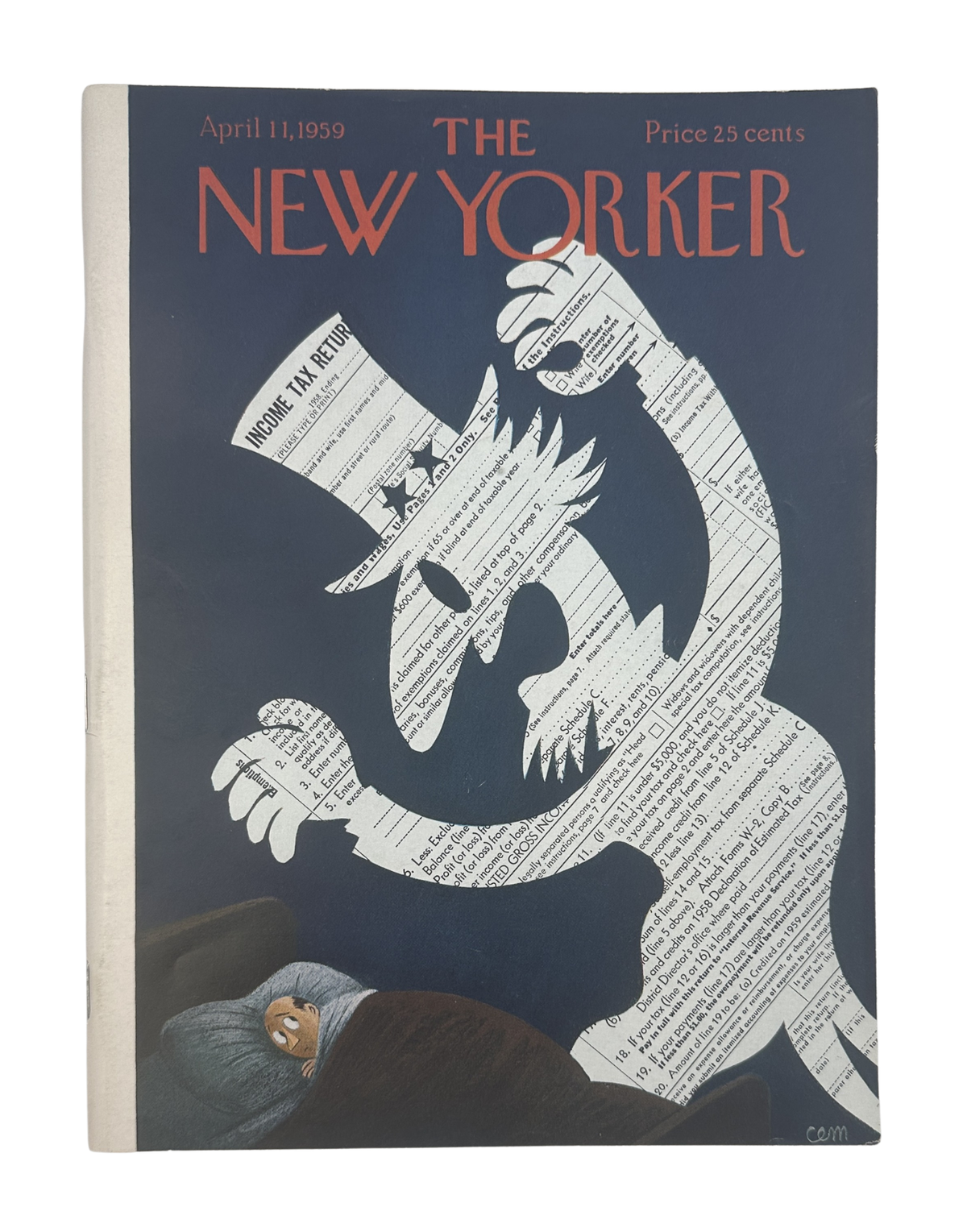 The New Yorker Magazine April 11, 1959 Income Tax Return Charles Martin Cover VG