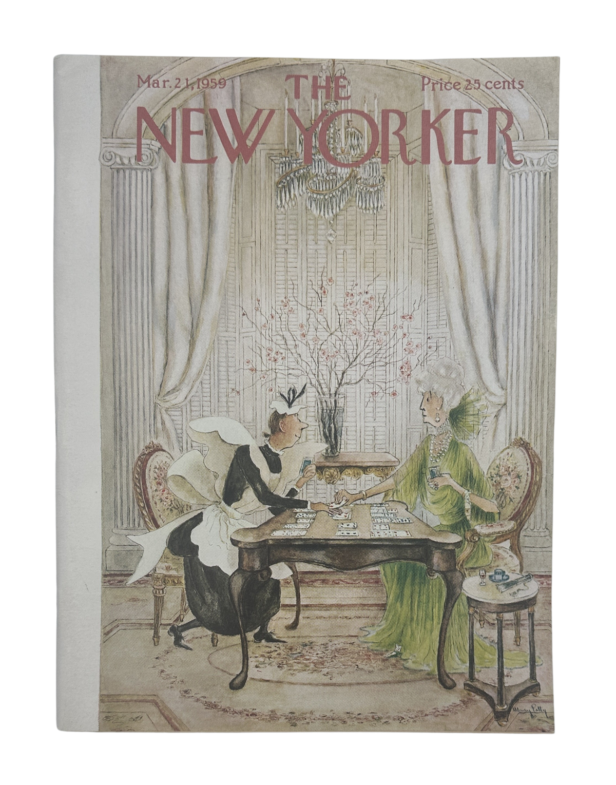 The New Yorker Magazine March 21, 1959 Card Game Maid Mary Petty Cover VG