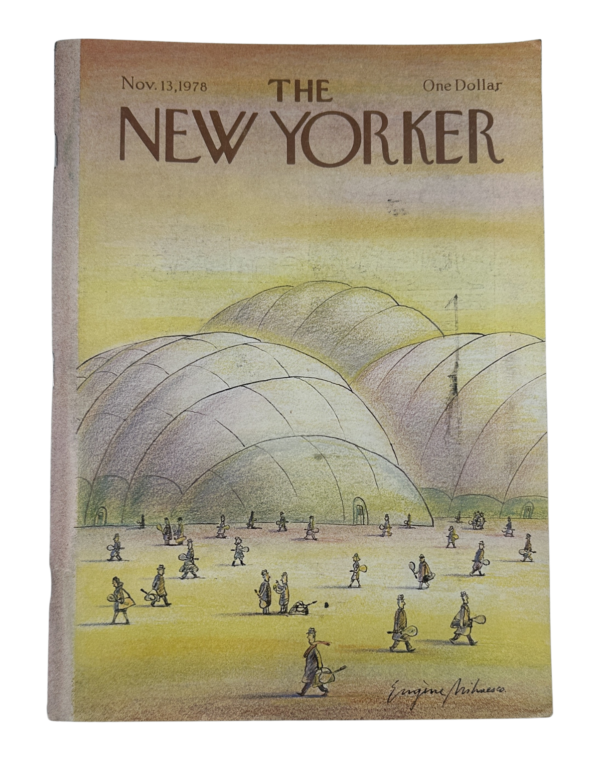 The New Yorker Magazine November 13, 1978 Tennis Dome Courts Eugène Mihaesco Cover, showing illustrated tennis courts beneath large domed structures.