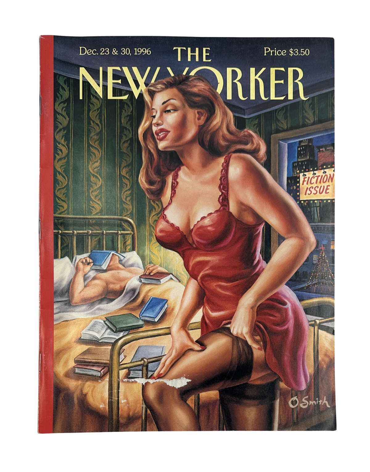 The New Yorker Magazine December 23 & 30, 1996 Bedside Stories Owen Smith Cover featuring an illustrated woman in a red dress seated in a bedroom