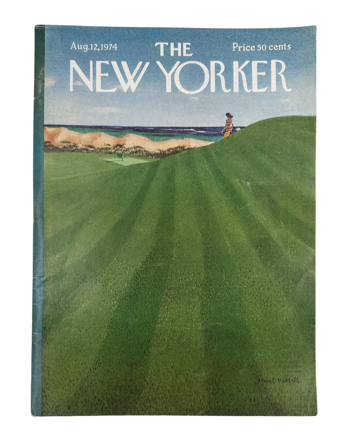 The New Yorker Magazine August 12, 1974 Coastal Golf Course Albert Hubbell Cover, featuring a scenic coastal golf course illustration by Albert Hubbell.