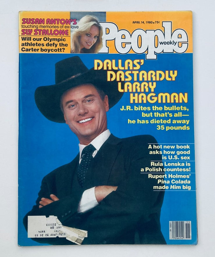 Cover of People Weekly Magazine from April 14, 1980, featuring Larry Hagman, known as J.R. from Dallas, showcasing the vibrant pop culture of the era.