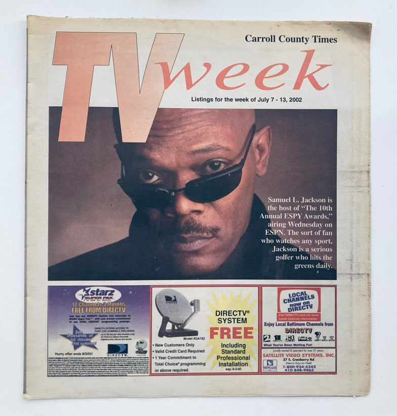 TV Week Magazine cover from July 7, 2002 featuring Samuel L. Jackson promoting the 10th Annual ESPY Awards.