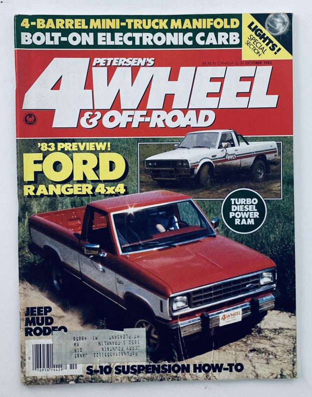 Petersen's 4 Wheel & Off-Road Magazine from October 1982, featuring a vintage cover showcasing the Jeep Mud Rodeo and a Ford Ranger 4x4, capturing the adventurous off-road spirit of the 1980s.