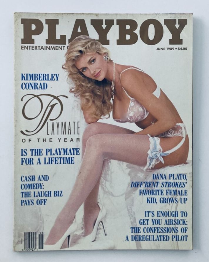 Cover of VTG Playboy Magazine June 1989 featuring Kimberley Conrad as Playmate of the Year, showcasing bold vintage fashion typical of the late '80s.