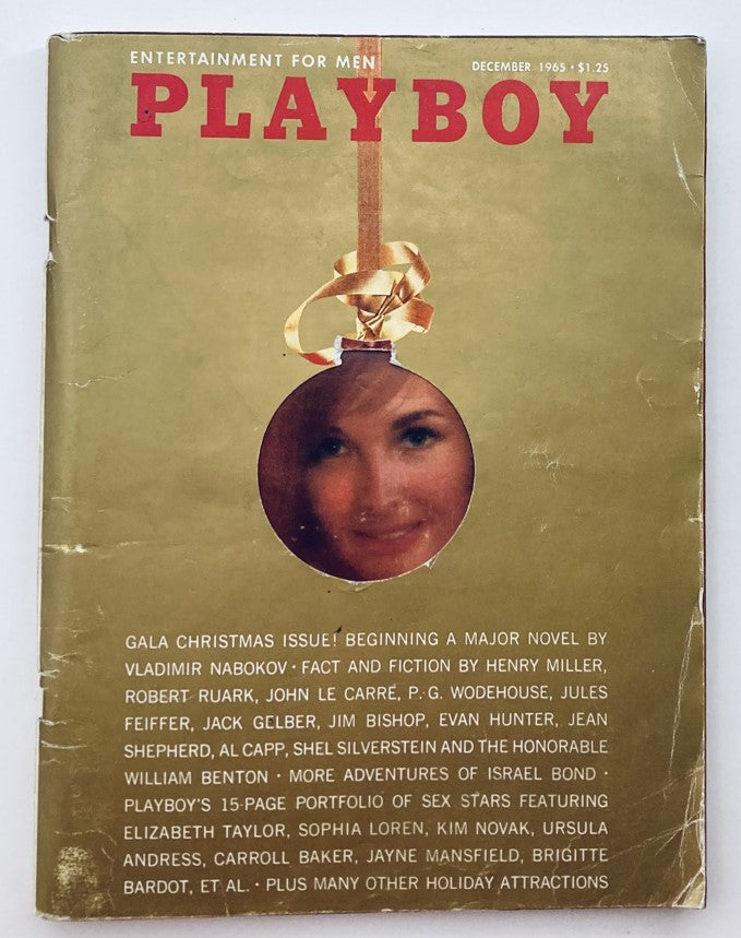 VTG Playboy Magazine December 1965 Vol 12 No. 12 Dinah Willis cover featuring a festive ornament design and bold text.