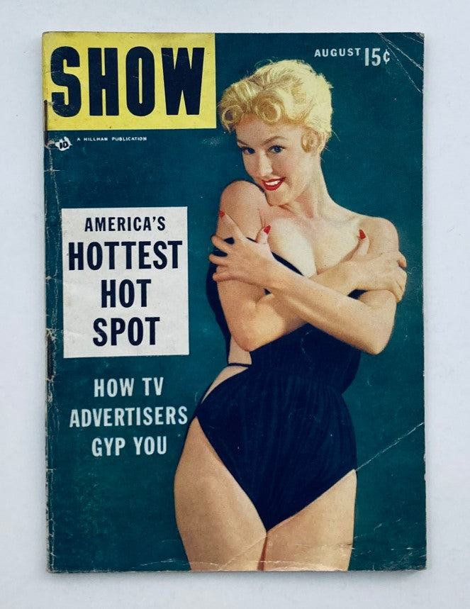 Cover of VTG Show Magazine August 1955 Vol 3 No. 12 Zsa Zsa Gabor featuring a glamorous model showcasing mid-20th century fashion.