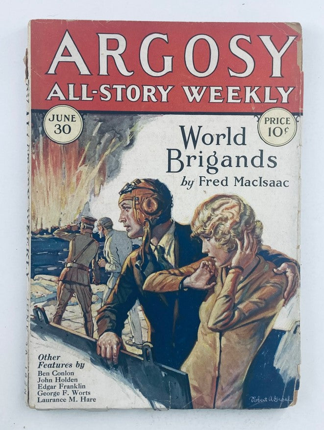 Cover of VTG Argosy Magazine June 30 1928 Vol 196 No. 1 featuring 'World Brigands' by Fred MacIsaac, showcasing vibrant illustrations and vintage design.
