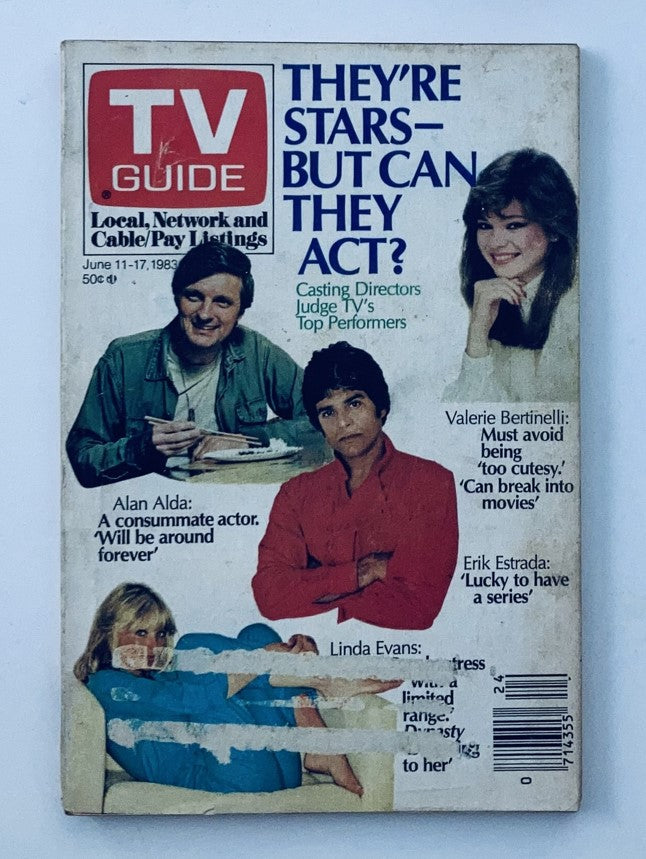 Cover of TV Guide Magazine from June 11, 1983, featuring Valerie Bertinelli and highlights on television stars and performances.