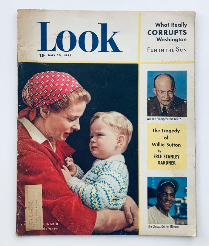 Cover of VTG Look Magazine May 20, 1952, featuring a woman with a child and the title 'Look'. The magazine includes cultural references from the 1950s.