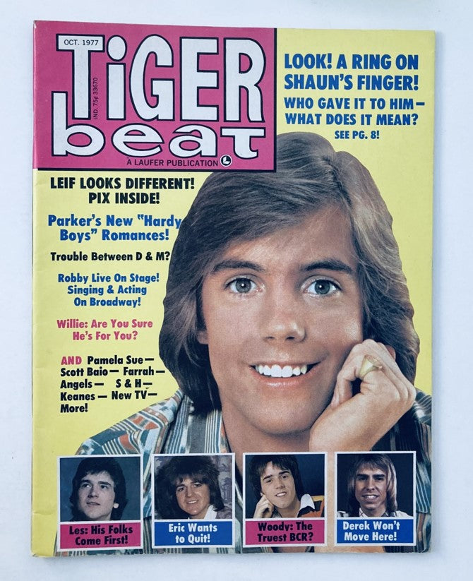 Tiger Beat Star October 1977 magazine cover featuring Shaun Cassidy, showcasing pop culture themes of the 1970s.