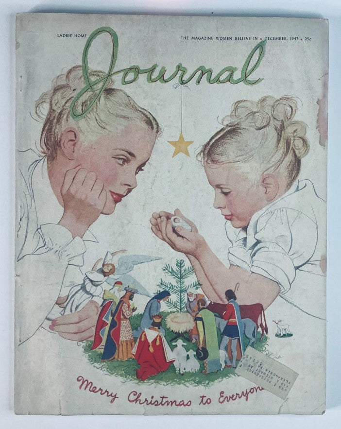 Cover of Ladies' Home Journal Magazine December 1947, Volume 64, Issue 12, titled 'December Tryst', featuring illustrated children and a Christmas theme.