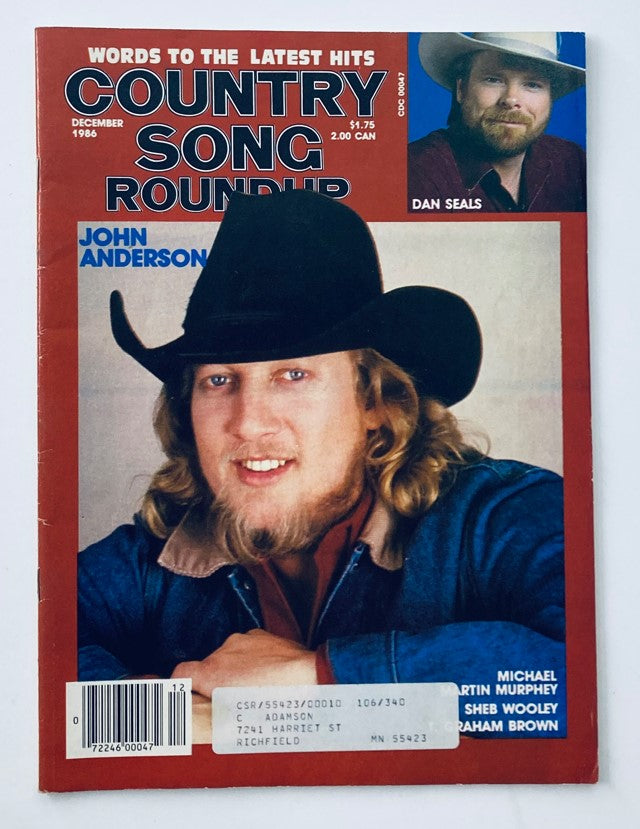 Cover of VTG Country Song Roundup Magazine December 1986 featuring John Anderson and Dan Seals, highlighting country music nostalgia.
