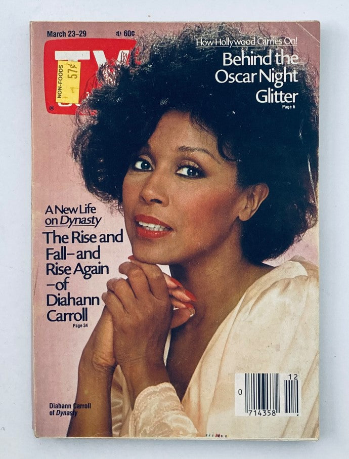 Cover of TV Guide Magazine from March 23, 1985 featuring Diahann Carroll, highlighting her role in 'Dynasty' and content on Oscar Night.