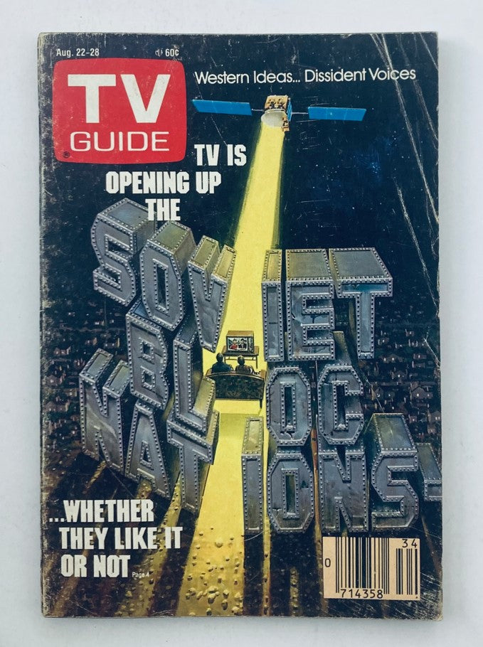 Cover of TV Guide Magazine from August 22, 1987, featuring the headline 'TV Is Opening Up the Soviet Bloc Nations' and the tagline 'Western Ideas... Dissident Voices'. This vintage issue is in excellent condition.