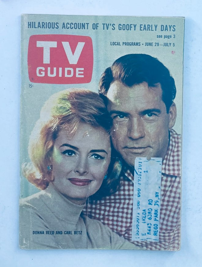 Cover of TV Guide Magazine dated June 29, 1963, issue #535 featuring Donna Reed and Carl Betz, showcasing the vintage charm of classic television.