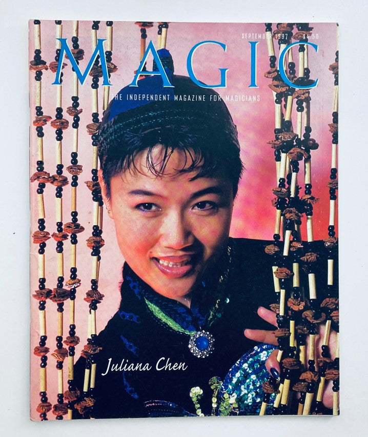 Cover of VTG Magic Magazine for Magicians September 1997, featuring Juliana Chen, showcasing vibrant colors and a focus on magic culture.