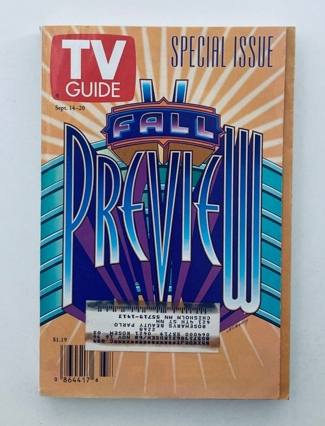 Cover of TV Guide Magazine September 15 1996 Fall Preview Special Minnesota State Ed, featuring bold graphics and the title 'Fall Preview' prominently displayed.