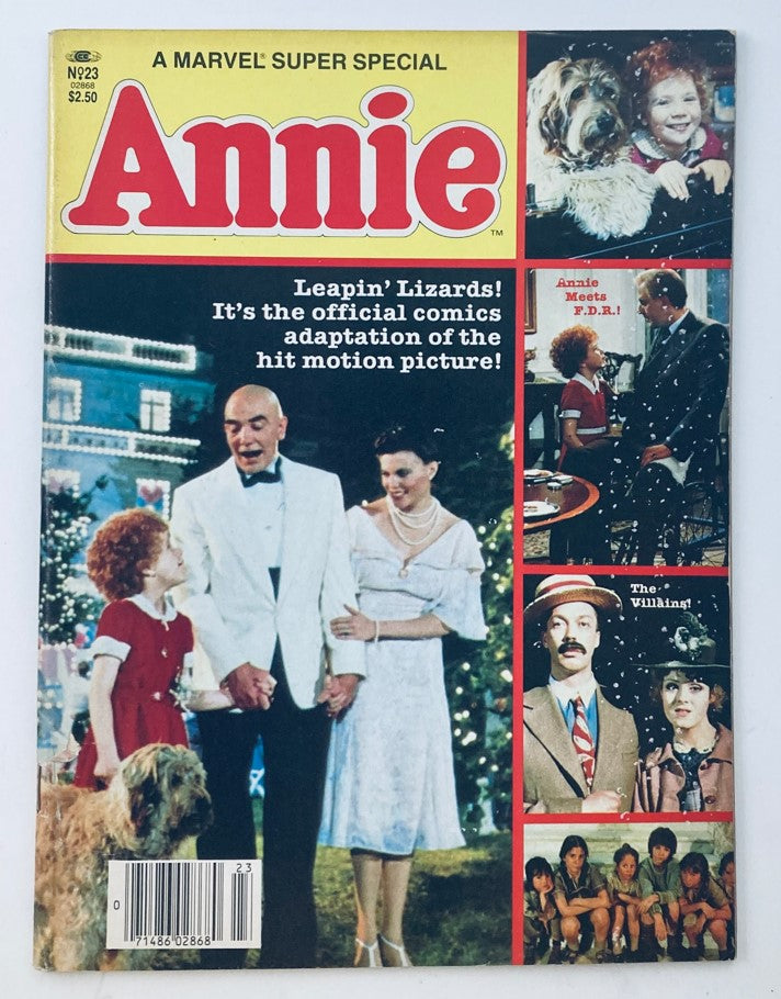VTG 1982 No. 23 A Marvel's Super Special Annie cover featuring Annie, Daddy Warbucks, and scenes from the film adaptation.