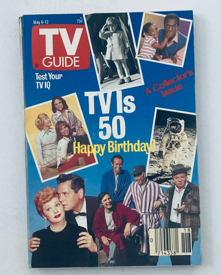 Cover of TV Guide Magazine dated May 6, 1989, featuring Bill Cosby on the cover with the text 'TV is 50 Happy Birthday!' and images of iconic television characters.