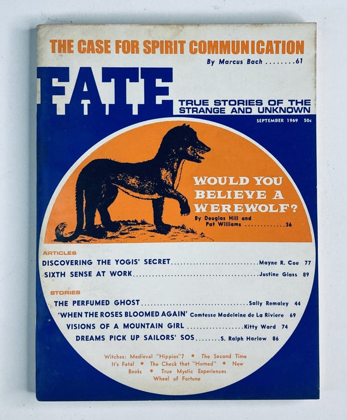 Cover of VTG Fate Magazine September 1960 Vol 22 No. 9 featuring the theme 'Would You Believe a Werewolf?' showcasing articles on paranormal phenomena and the sixth sense.